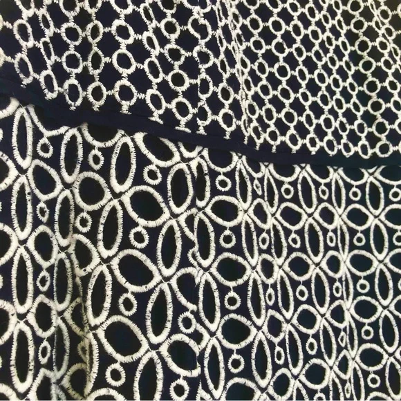 Sz4 Elegant Ann Taylor Navy and White Sleeveless Dress - Picture 5 of 9